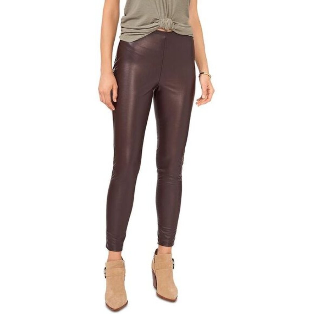 Vince Camuto Faux Leather Leggings Deep Espresso Brown XL NWT